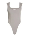 Haveone Woman Bodysuit Light Grey Size M Cotton, Polyester In Grey