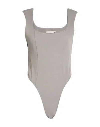 Haveone Woman Bodysuit Light Grey Size M Cotton, Polyester