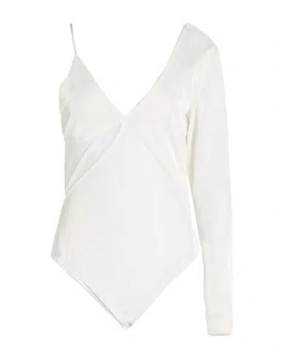 Haveone Woman Bodysuit White Size M Polyester, Elastic Fibres