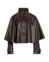 Haveone Woman Cape Dark Brown Size S Polyester, Polyurethane