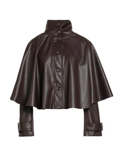 Haveone Woman Cape Dark Brown Size S Polyester, Polyurethane