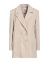 Haveone Woman Coat Beige Size M Polyester, Wool In Neutral