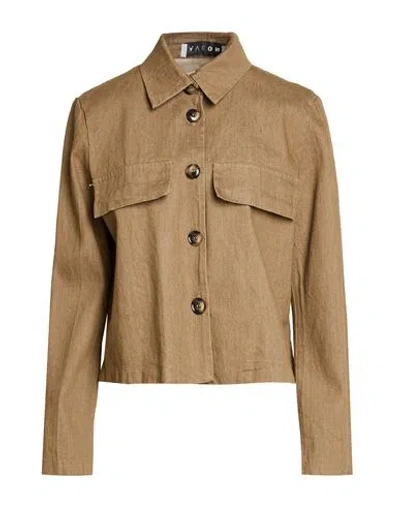 Haveone Woman Denim Outerwear Camel Size M Cotton, Elastane In Brown