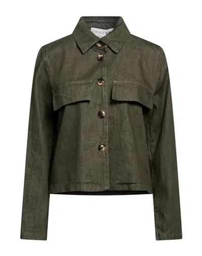 Haveone Woman Denim Outerwear Military Green Size M Cotton, Elastane