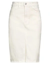 Haveone Woman Denim Skirt Cream Size S Cotton, Elastane In White