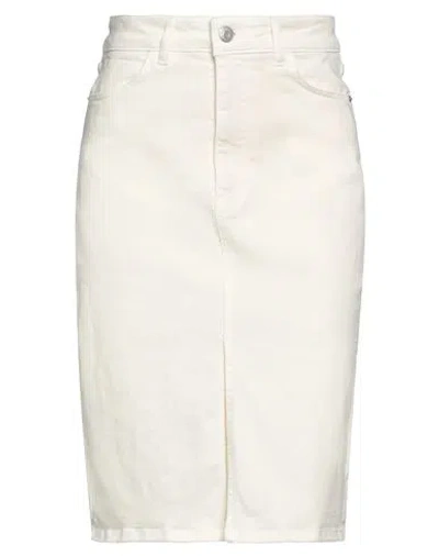 Haveone Woman Denim Skirt Cream Size S Cotton, Elastane In White