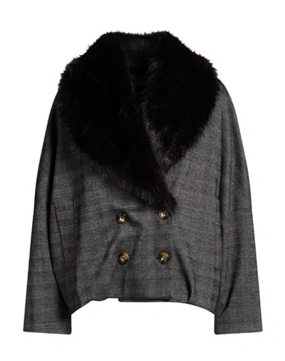 Haveone Woman Jacket Charcoal Size M Polyester, Viscose, Elastane In Black