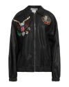 Haveone Woman Jacket Dark Brown Size L Polyurethane, Viscose In Black