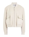 Haveone Woman Jacket Off White Size M Polyester, Elastane