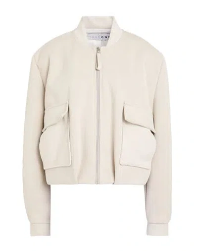 Haveone Woman Jacket Off White Size M Polyester, Elastane