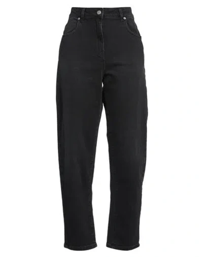 Haveone Woman Jeans Black Size L Cotton, Elastane