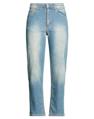 Haveone Woman Jeans Blue Size M Cotton, Elastane