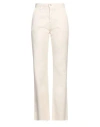 Haveone Woman Jeans Ivory Size L Cotton In White
