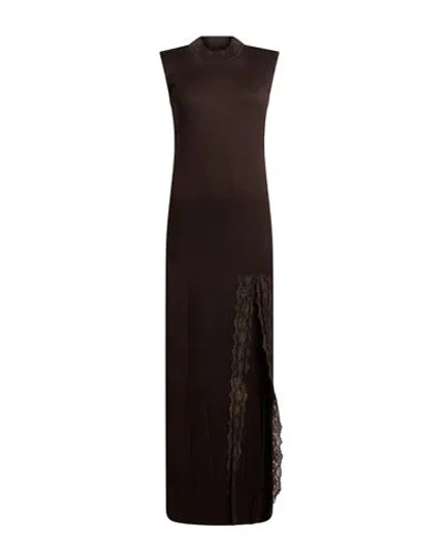 Haveone Woman Maxi Dress Charcoal Size M Viscose, Polyester, Polyamide In Brown