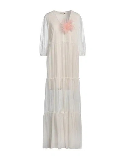 Haveone Woman Maxi Dress Cream Size M Polyester In White
