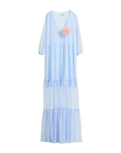 Haveone Woman Maxi Dress Light Blue Size M Polyester