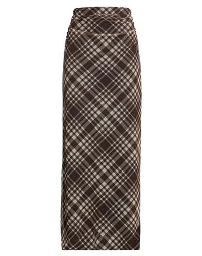 Haveone Woman Maxi Skirt Dark Brown Size M Polyester In Multi