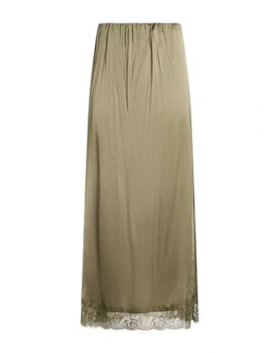 Haveone Woman Maxi Skirt Military Green Size M Viscose, Elastane