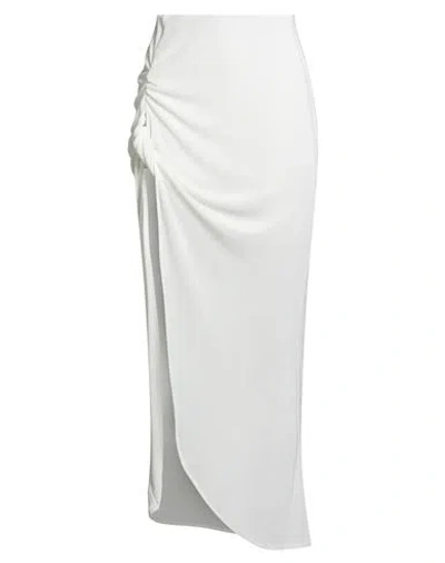 Haveone Woman Maxi Skirt White Size M Polyester, Elastane In Multi