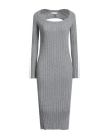 Haveone Woman Midi Dress Grey Size Onesize Viscose, Polyester, Polyamide In Gray