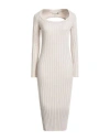 Haveone Woman Midi Dress Ivory Size Onesize Viscose, Polyester, Polyamide In Neutral