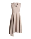 Haveone Woman Midi Dress Light Brown Size M Polyester, Viscose, Elastane In Neutral