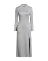 Haveone Woman Midi Dress Light Grey Size M Viscose, Polyester, Nylon In Gray