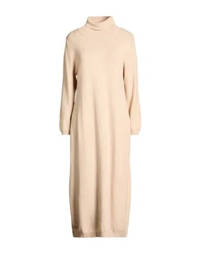 Haveone Woman Midi Dress Sand Size Onesize Viscose, Polyester, Polyamide In Neutral
