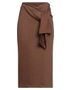 Haveone Woman Midi Skirt Brown Size M Viscose, Polyamide, Polyester, Elastic Fibres In Brown