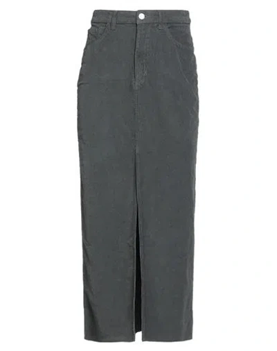 Haveone Woman Midi Skirt Charcoal Size S Cotton, Elastane In Gray