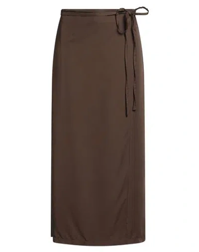 Haveone Woman Midi Skirt Chocolate Brown Size M Viscose, Polyester In Brown
