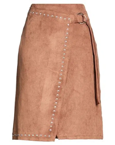 Haveone Woman Midi Skirt Chocolate Brown Size S Polyester, Elastane