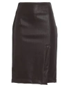 Haveone Woman Midi Skirt Dark Brown Size M Polyester, Polyurethane