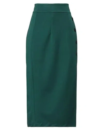 Haveone Woman Midi Skirt Dark Green Size Xs Polyester, Viscose, Elastane