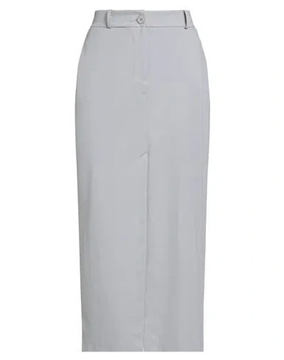 Haveone Woman Midi Skirt Grey Size L Cotton, Polyamide, Elastane