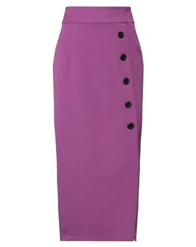 Haveone Woman Midi Skirt Mauve Size Xs Polyester, Viscose, Elastane In Purple