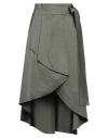 Haveone Woman Midi Skirt Military Green Size S Cotton, Polyamide, Elastane