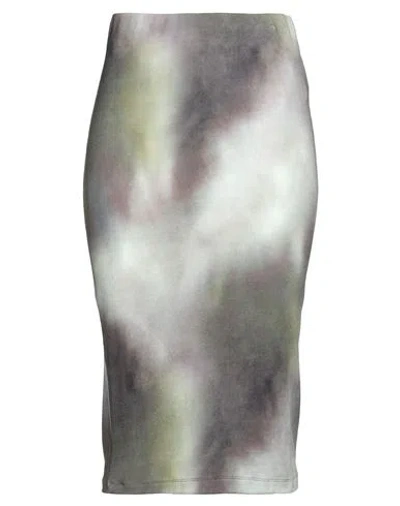 Haveone Woman Midi Skirt Military Green Size S Cotton, Elastane In Gray