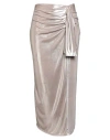 Haveone Woman Midi Skirt Platinum Size S Polyester, Elastic Fibres In Silver