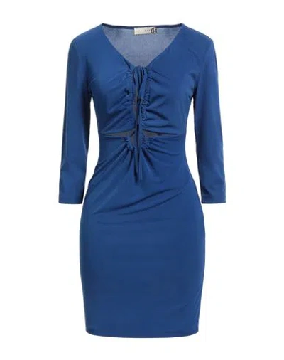 Haveone Woman Mini Dress Bright Blue Size M Polyester, Elastane