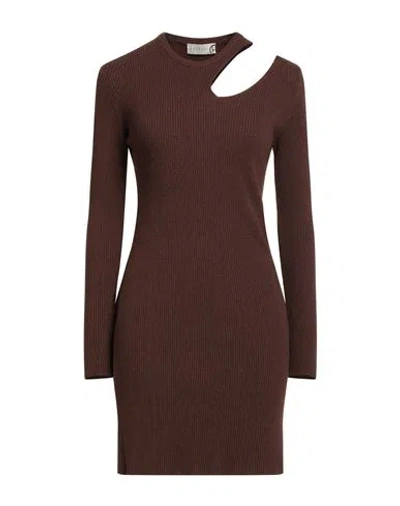 Haveone Woman Mini Dress Brown Size Onesize Viscose, Polyester, Polyamide