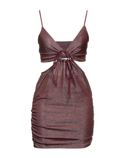 Haveone Woman Mini Dress Burgundy Size M Polyamide, Metallic Fiber, Elastane In Red