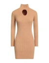 Haveone Woman Mini Dress Camel Size Onesize Viscose, Polyester, Polyamide
