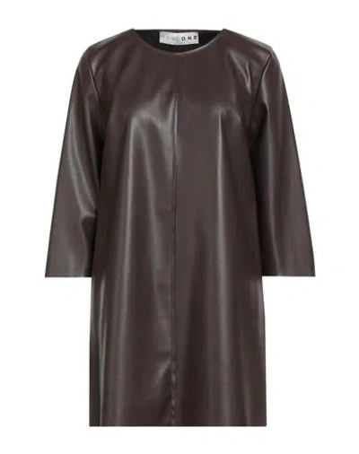 Haveone Woman Mini Dress Chocolate Brown Size M Polyester, Polyurethane