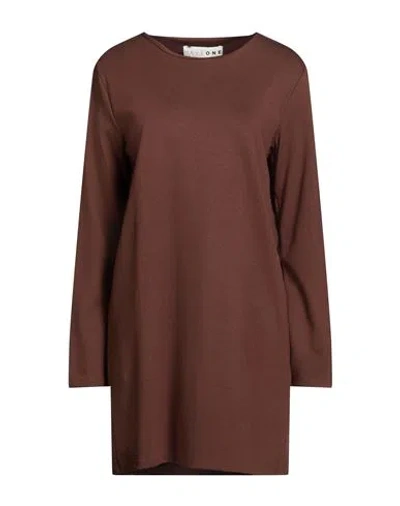 Haveone Woman Mini Dress Chocolate Brown Size S Viscose, Polyamide, Elastane In Multi