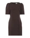 Haveone Woman Mini Dress Dark Brown Size M Polyester, Elastane In Brown