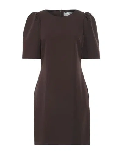 Haveone Woman Mini Dress Dark Brown Size M Polyester, Elastane