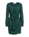 Haveone Woman Short Dress Dark Green Size L Polyester In Green