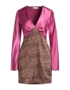 Haveone Woman Short Dress Fuchsia Size M Polyester In Pink