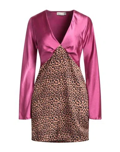 Haveone Woman Short Dress Fuchsia Size M Polyester In Pink